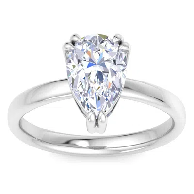 Martha Stewart 2 Carat Pear Shape Lab Grown Diamond Solitaire Engagement Ring In Sterling Silver In Metallic