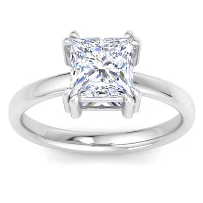 Martha Stewart 2 Carat Princess Cut Lab Grown Diamond Solitaire Engagement Ring In Sterling Silver