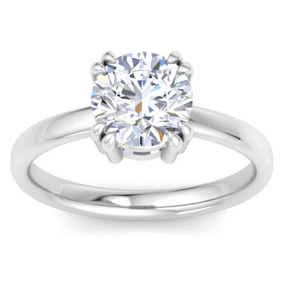 Martha Stewart 2 Carat Round Shape Lab Grown Diamond Solitaire Engagement Ring In Sterling Silver