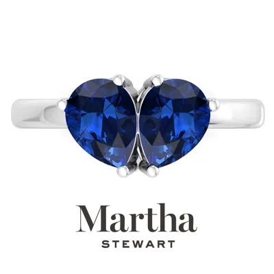 Martha Stewart 2 Carat Two Stone Gemstone Ring For Women In Sterling Silver, Gemstone Jewelry For Women In Blue
