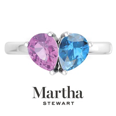 Martha Stewart 2 Carat Two Stone Gemstone Ring For Women In Sterling Silver, Gemstone Jewelry For Women In Multi