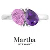 Martha Stewart 2 Carat Two Stone Gemstone Ring For Women In Sterling Silver, Gemstone Jewelry For Women In Silver