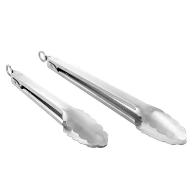 Martha Stewart 2 Piece Stainless Steel Tongs In Silver