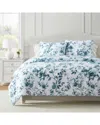 Martha Stewart 258 Thread Count Vivian Floral 100% Cotton Jacquard Comforter  Set In Blue