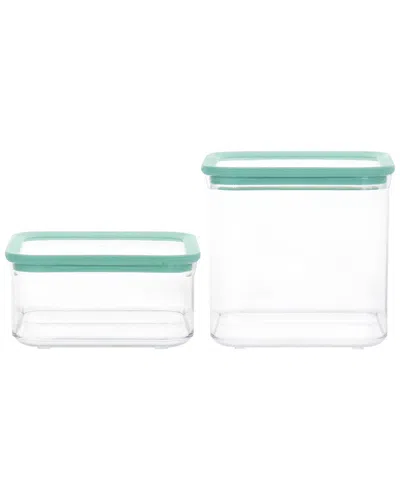Martha Stewart 2pc Plastic Stackable Container Set With Lids In Clear