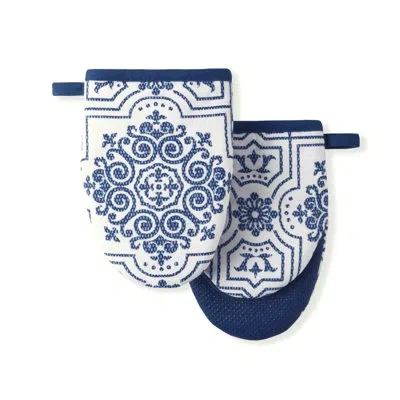 Martha Stewart 2-piece Oven Mitt Set In Blue;white