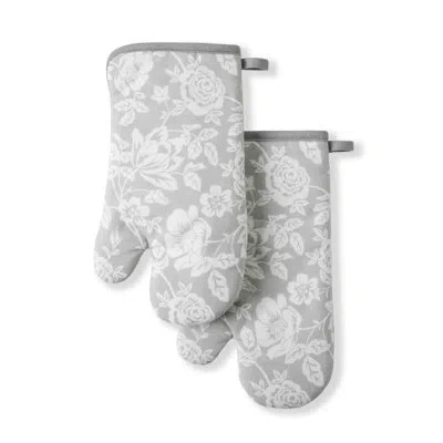 Martha Stewart 2-piece Oven Mitt Set In White;gray