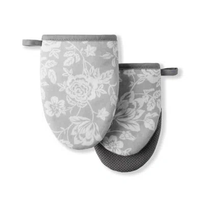 Martha Stewart 2-piece Oven Mitt Set In White;gray