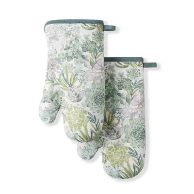 Martha Stewart 2-piece Oven Mitt Set In White;teal