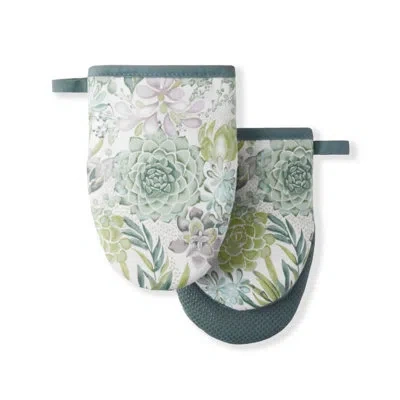 Martha Stewart 2-piece Oven Mitt Set In White;teal