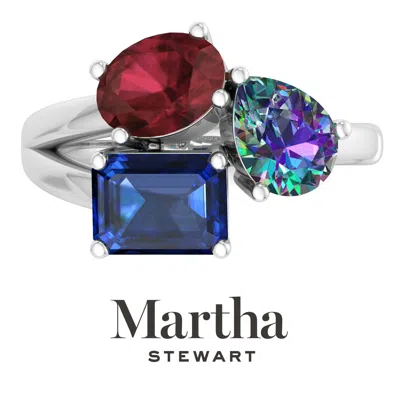 Martha Stewart 3 3/4 Carat Three Stone Gemstone Ring For Women In Sterling Silver, Gemstone Jewelry For Women