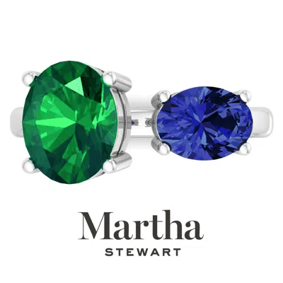 Martha Stewart 3 3/4 Carat Two Stone Gemstone Ring For Women In Sterling Silver, Gemstone Jewelry For Women