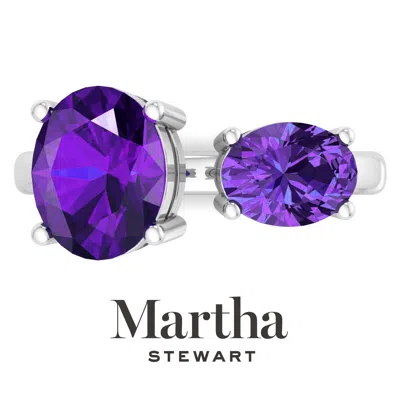 Martha Stewart 3 3/4 Carat Two Stone Gemstone Ring For Women In Sterling Silver, Gemstone Jewelry For Women In Green