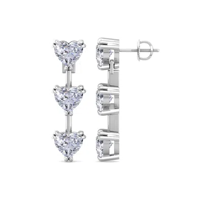 Martha Stewart 3 Carat Heart Shape Lab Grown Diamond Drop Earrings In Sterling Silver In Metallic