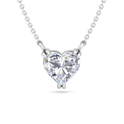 Martha Stewart 3 Carat Heart Shape Lab Grown Diamond Solitaire Necklace In Sterling Silver In Brown