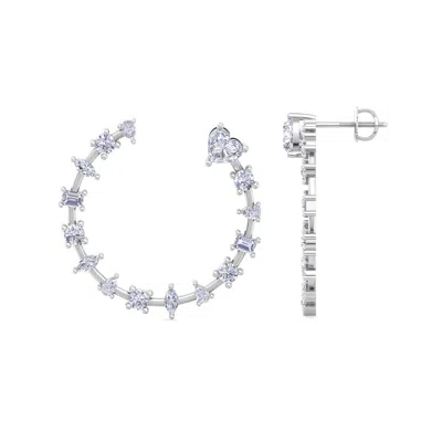 Martha Stewart 3 Carat Lab Grown Diamond Fancy Hoop Earrings In Sterling Silver In Metallic