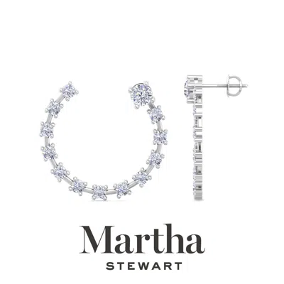 Martha Stewart 3 Carat Lab Grown Diamond Hoop Earrings, 14 Karat Gold Diamond Hoop Earrings For Women, Round In Metallic