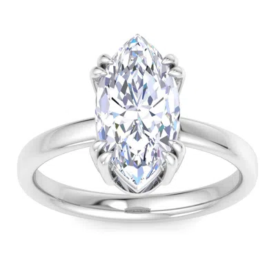 Martha Stewart 3 Carat Marquise Shape Lab Grown Diamond Solitaire Engagement Ring In Sterling Silver In Metallic