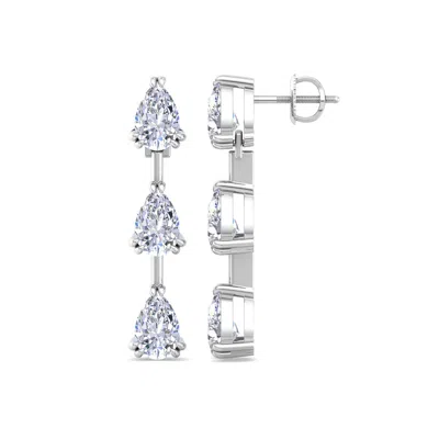 Martha Stewart 3 Carat Pear Shape Lab Grown Diamond Drop Earrings In Sterling Silver In Brown