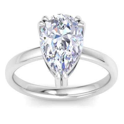 Martha Stewart 3 Carat Pear Shape Lab Grown Diamond Solitaire Engagement Ring In Sterling Silver