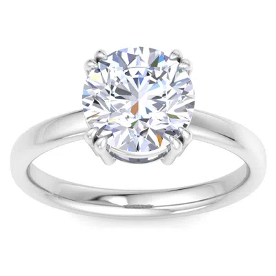 Martha Stewart 3 Carat Round Shape Lab Grown Diamond Solitaire Engagement Ring In Sterling Silver