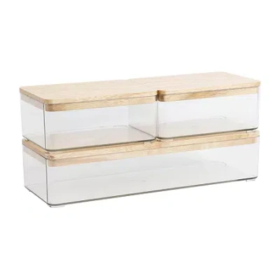 Martha Stewart 3 Pack Clear Bins With White Mdf Lids In Transparent