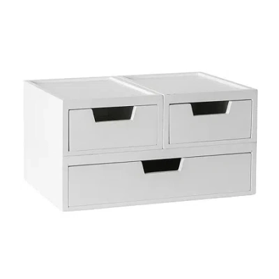 Martha Stewart 3 Pack Wood Box With Drawers In White