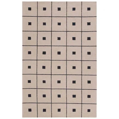 Martha Stewart 300 Hand Tufted Wool/cotton With Latex Geometric Rug In Beige/black In Beige,black