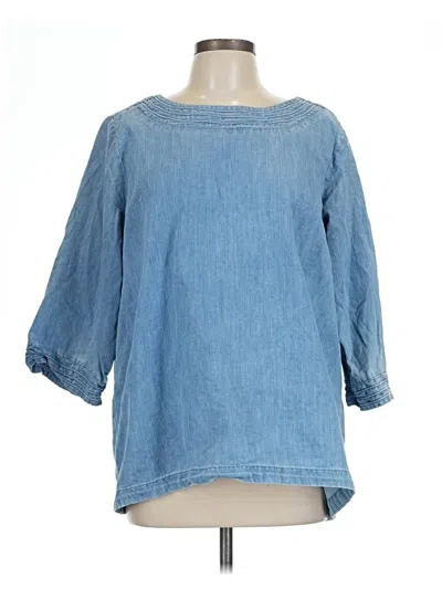 Pre-owned Martha Stewart 3/4 Sleeve Blouse In Blue