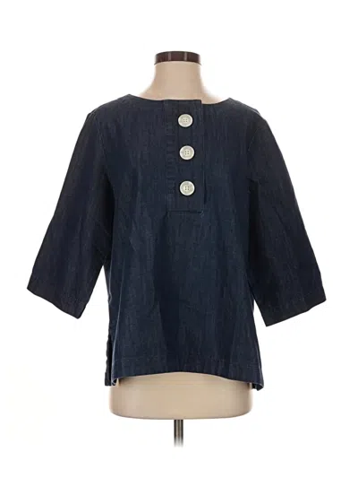 Pre-owned Martha Stewart 3/4 Sleeve Blouse In Blue