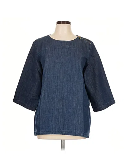 Pre-owned Martha Stewart 3/4 Sleeve Blouse In Blue