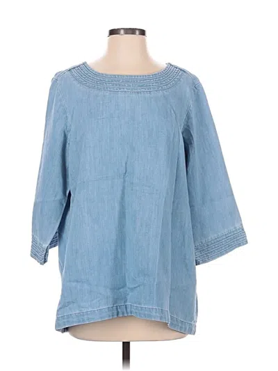Pre-owned Martha Stewart 3/4 Sleeve Blouse In Blue