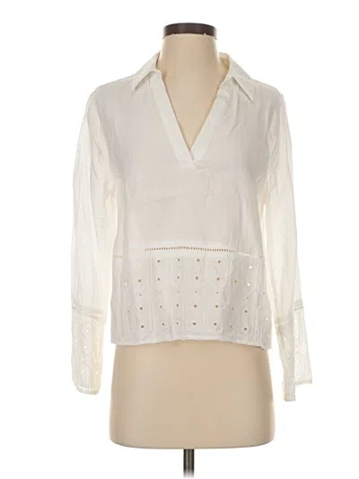 Pre-owned Martha Stewart 3/4 Sleeve Blouse In White