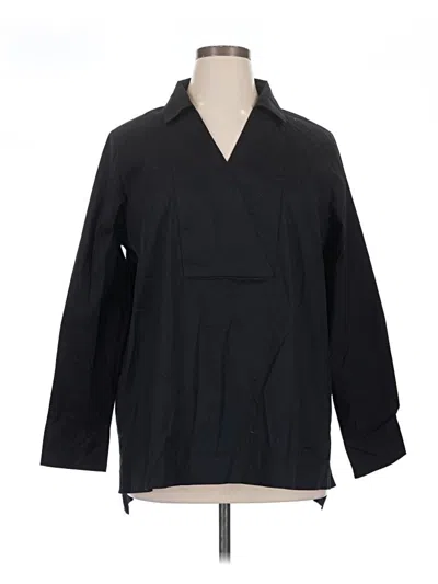 Pre-owned Martha Stewart 3/4 Sleeve Button Down Shirt In Black