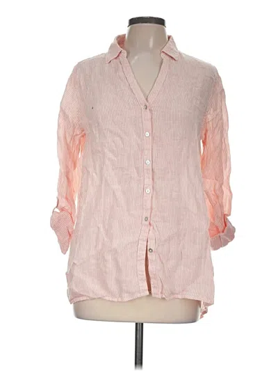 Pre-owned Martha Stewart 3/4 Sleeve Button Down Shirt In Pink