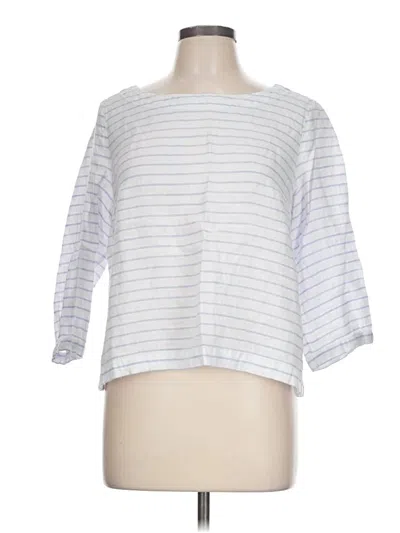 Pre-owned Martha Stewart 3/4 Sleeve Top White Boatneck Tops
