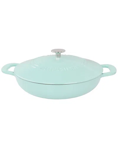 Martha Stewart 3.5qt Enameled Cast Iron Braiser With Self Basting Lid In Green