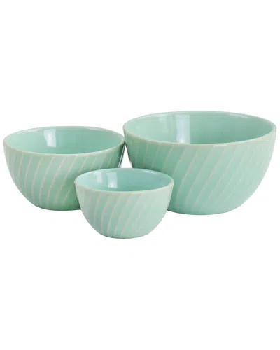 Martha Stewart 3pc Stoneware Mini Bowl Set In Green