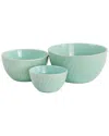 Martha Stewart 3 Piece Stoneware Mini Bowl Set In Mint In Green