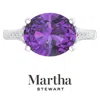 Martha Stewart 4 1/2 Carat Oval Shape Gemstone Ring With Lab Grown Diamonds In Sterling Silver, Choose Your Gemston