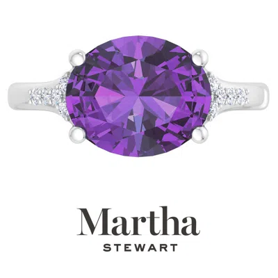 Martha Stewart 4 1/2 Carat Oval Shape Gemstone Ring With Lab Grown Diamonds In Sterling Silver, Choose Your Gemston