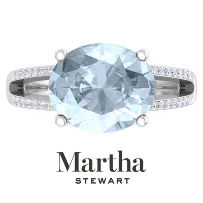 Martha Stewart 4 1/2 Carat Oval Shape Gemstone Ring With Lab Grown Diamonds In Sterling Silver, Choose Your Gemston