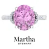 Martha Stewart 4 1/2 Carat Oval Shape Gemstone Ring With Lab Grown Diamonds In Sterling Silver, Choose Your Gemston