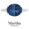 Martha Stewart 4 1/2 Carat Oval Shape Gemstone Ring With Lab Grown Diamonds In Sterling Silver, Choose Your Gemston In Blue