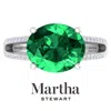 Martha Stewart 4 1/2 Carat Oval Shape Gemstone Ring With Lab Grown Diamonds In Sterling Silver, Choose Your Gemston In Green
