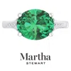 Martha Stewart 4 1/2 Carat Oval Shape Gemstone Ring With Lab Grown Diamonds In Sterling Silver, Choose Your Gemston In Green