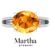 Martha Stewart 4 1/2 Carat Oval Shape Gemstone Ring With Lab Grown Diamonds In Sterling Silver, Choose Your Gemston In Orange