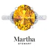 Martha Stewart 4 1/2 Carat Oval Shape Gemstone Ring With Lab Grown Diamonds In Sterling Silver, Choose Your Gemston In Orange