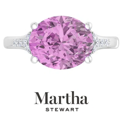 Martha Stewart 4 1/2 Carat Oval Shape Gemstone Ring With Lab Grown Diamonds In Sterling Silver, Choose Your Gemston In Multi