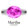 Martha Stewart 4 1/2 Carat Oval Shape Gemstone Ring With Lab Grown Diamonds In Sterling Silver, Choose Your Gemston In Silver